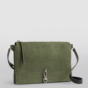 ALLSAINTS Croc-Embossed Suede Sheringham Shoulder Bag